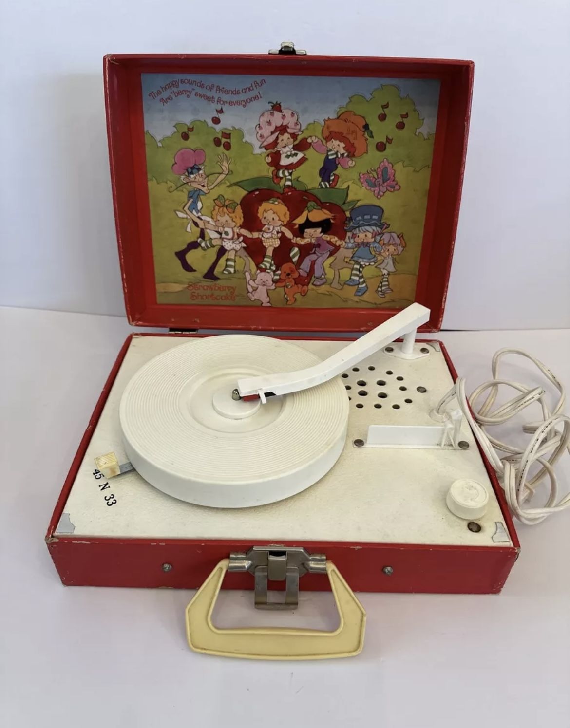 Vintage Strawberry Shortcake Record Player By Playtime - Tested And Working!