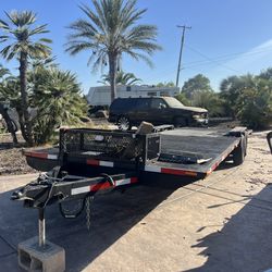 2 Car Flatbed With Tool Box Winch & Ramps Available