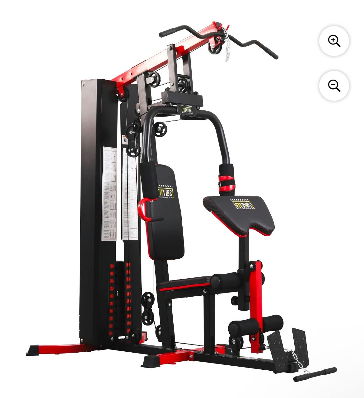 Fitvids LX750 Multifunctional Full Home Gym System Workout Station with 122.5 Lbs Weight Stack, One Station, Comes with Installation Instruction Video