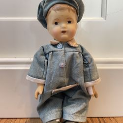Vintage Bisque 8.5" Boy Doll Made In Thailand- Cloth Body Porcelain Limbs- RARE   This vintage 8.5" porcelain-limbed, cloth-bodied boy doll from Thail