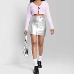 Metallic Silver Mini Skirt Size 18
