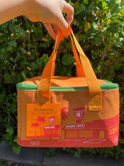 Trader Joe's Mini Insulated Bag Orange w/ Green Zipper