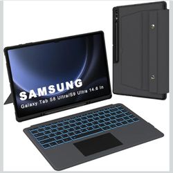 HEAPAO for 14.6 inch Samsung Galaxy Tab S9 Ultra/S8 Ultra Case with Detachable Keyboard - 7 Color Backlit, Smart Touchpad, Multi-Angle Keyboard Case