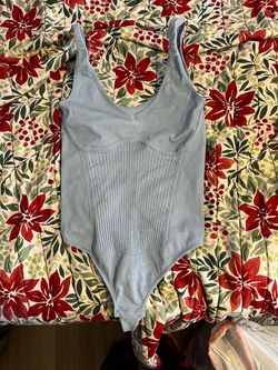 Light Blue Ribbed Bodysuit