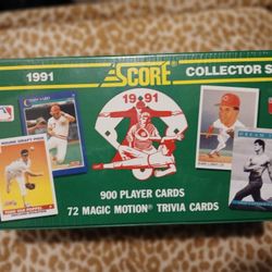 1991 SCORE MAJOR LEAGUE BASEBALL CARD COLLECTORS SET WITH 900 CARDS & 72 MAGIC MOTION TRIVIA CARDS