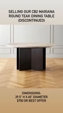CB2 MARIANA ROUND TEAK DINING TABLE (DISCONTINUED)