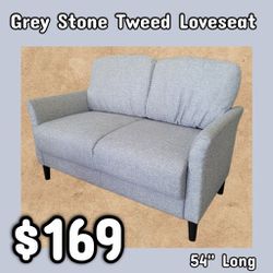 NEW Grey Stone Tweed Loveseat: njft
