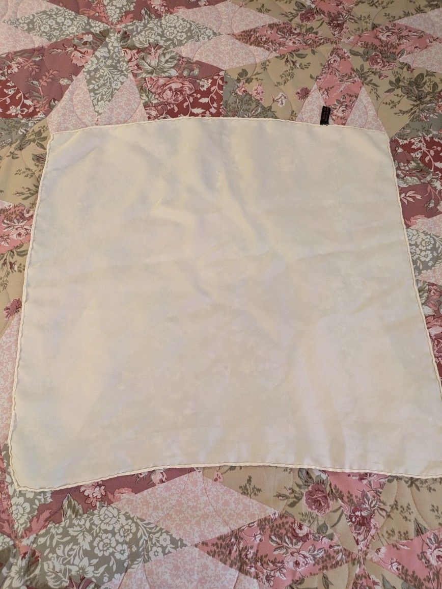 Men's Hand Rolled Silk Off WhiteHandkerchief