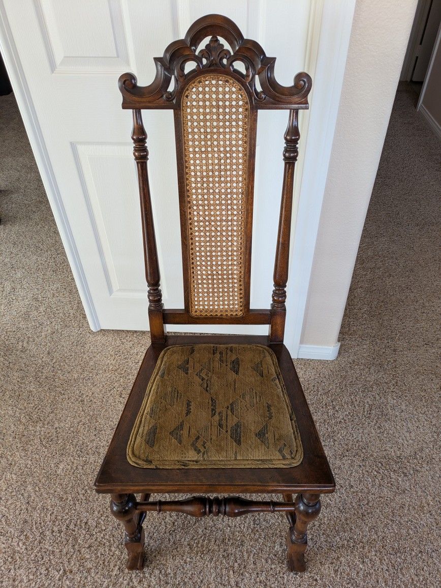 Antique High Back Cane Chair