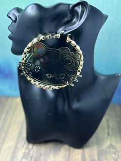 Hello Kitty Hoop Gold Plated Non Tarnish Different Sizes New