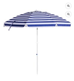 6.5 FT Beach Umbrella with Tilt, Portable Sun Umbrella with Sand Anchor for Beach Patio Outdoor brand new in box $25 C37（3）