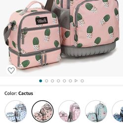 Rolling Cactus Backpack And Matching  Lunch Box 