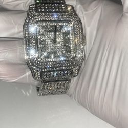 Silver iced out Bustdown Look Watch Without Bustdown Prices