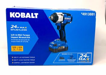 KOBALT 24V 1/2" Mid Torque Brushless Impact Wrench w/ Battery & Charger*NEW*