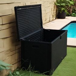 150 Gallon Large Resin Deck Box, Outdoor Storage Container for Patio Furniture Cushions Garden Tools Pool Toys Sports Equipment Waterproof Lockable St