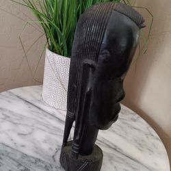 $19 Antique Carved Ebony African Women Tribal Bust. 9.75" Beautiful Display Item. 