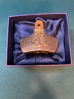 Beautiful solid cast brass wall mounted bottle opener with nautical anchor