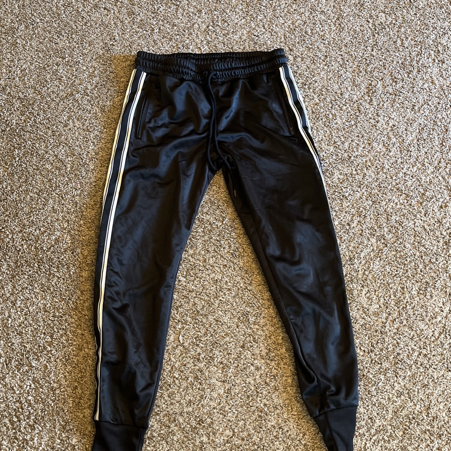 Womens Black XS Striped Joggers