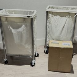 Rolling Laundry Hampers – Set of 3 (Two Opened, One New in Box)