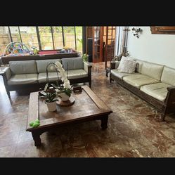 Hardwood Two (2) Sofas And Coffe Table 
