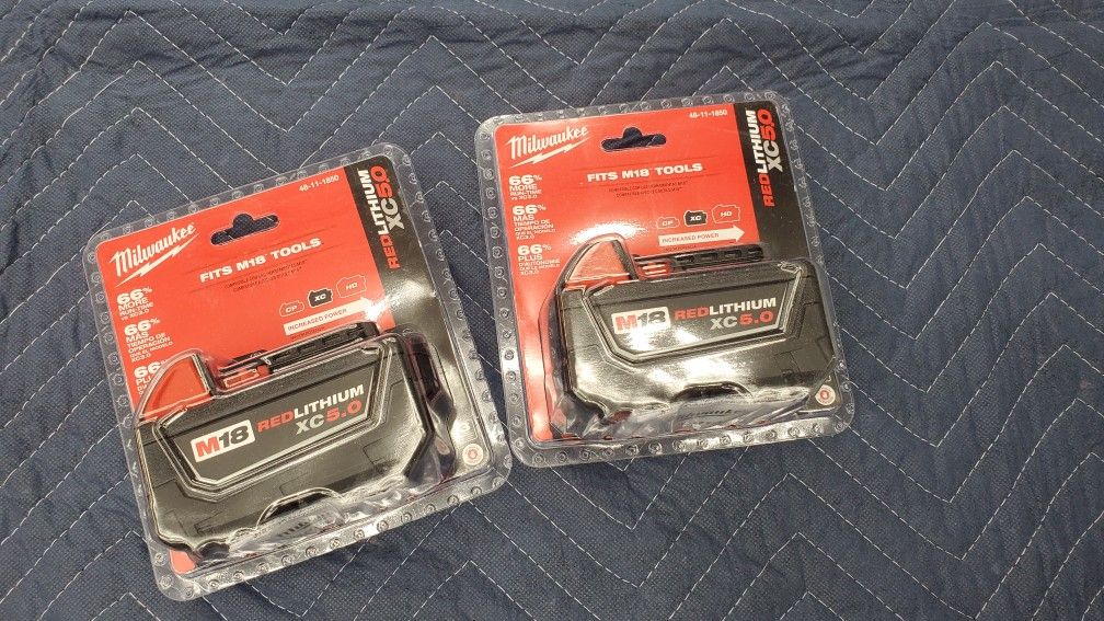 New packaged Milwaukee M18 XC 5.0 battery