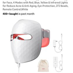 Ulike ReGlow LED Light Therapy Mask, Red Light Therapy for Face, 4 Modes with Red, Blue, Yellow & Infrared Lights for Reduce Acne & Anti-Aging, Eye-Pr