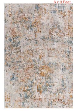 Surya Carmel CRL-2316 6x9 Area Rug Light Gray Blue Rust Modern Abstract