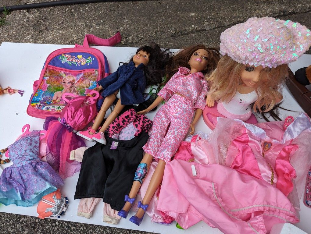 Barbie Backpack & 3 Large Dolls