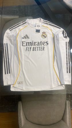 Adidas Real Madrid 25/26 Long Hair Sleeve Home Jersey Men's Small White Soccer