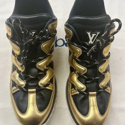 Louis Vuitton Zigzag Line Low-Cut Sneakers Black/Gold Size 12 Men G0 0178