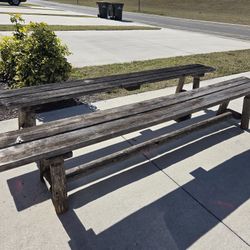 2 Rustic Pine Wood Benches