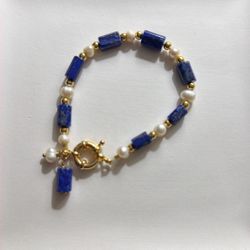 lapis stones with Freshwater Pearls