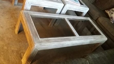 White washed tables - Solid Oak & Glass