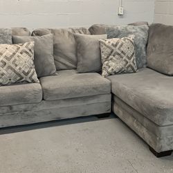 2 Piece Sectional Sofa / Couch / Chaise Groovy Smoke Super Plush and Comfy