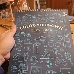 Color Your Own 2025-2026 Monthly Calendar For Boys Or Men New