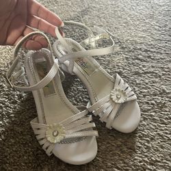 Girls White Heel Sandals