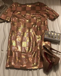 Designed gorgeous nude color sequins dress, Made in Italy, Size S-M $200