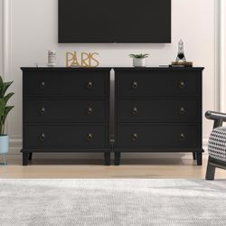 Set of 2 nightstands COWMOU 3 Drawers Black Nightstand Large Nightstand with Charging Station,Wooden Farmhouse Bedside Table, End Table, Bedroom,Livin