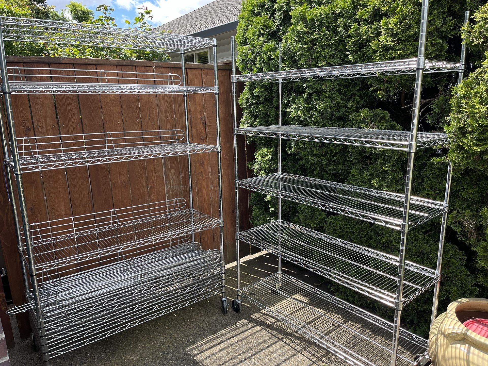 2) Rolling Wire Shelving Units