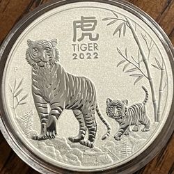 1 Oz Silver 2022 Year Of The Tiger Lunar Series Coin Encapsulated 