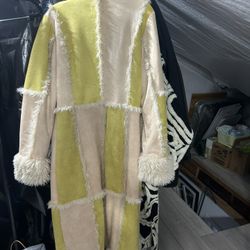 Color Block Long Suede Coat : 