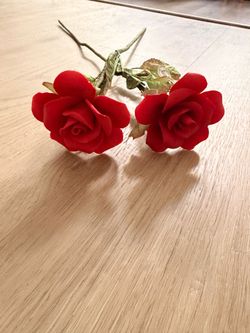 (2) Vintage Fabar Capodimonte Italian Porcelain Red Roses – Made in Italy
