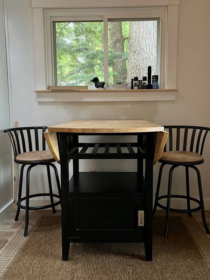 CRATE AND BARREL Two-Tone Counter Height Drop Leaf Table