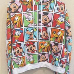 Disney jersey style multi-color Mickey and friends cropped hoodie size XL