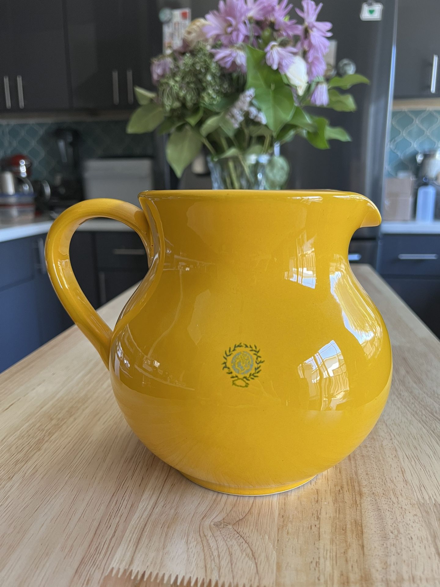 Mamma Ro Italy Marigold Glazed Ceramic Pitcher 6.5"