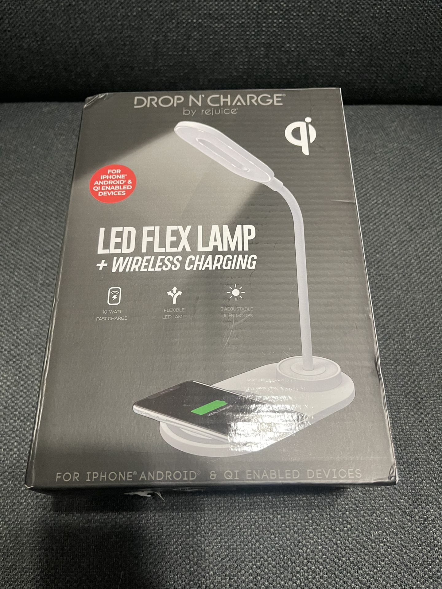 Drop N' Charge Rejuice White Led Flex Light Lamp Wireless Qi for