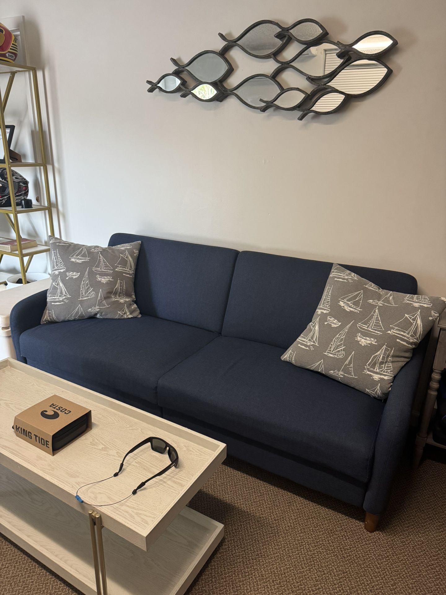 Navy futon bed couch