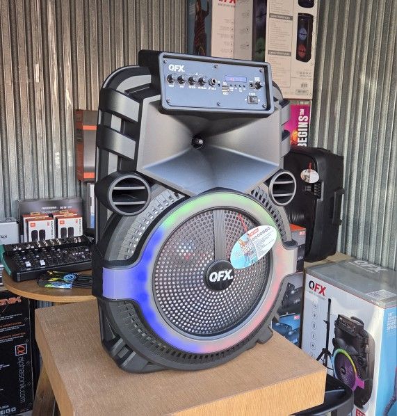 13,000 Watts Bluetooth Speaker With Rechargeable Battery. Microphone And Speaker Stand Included.