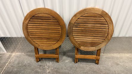 Two Wooden Round Folding Side Table (pair)
