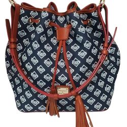 Dooney & Bourke Blue Tampa Bay Rays MLB Shoulder Bag Drawstring Tassel Florida Baseball Leather Purse Handbag 